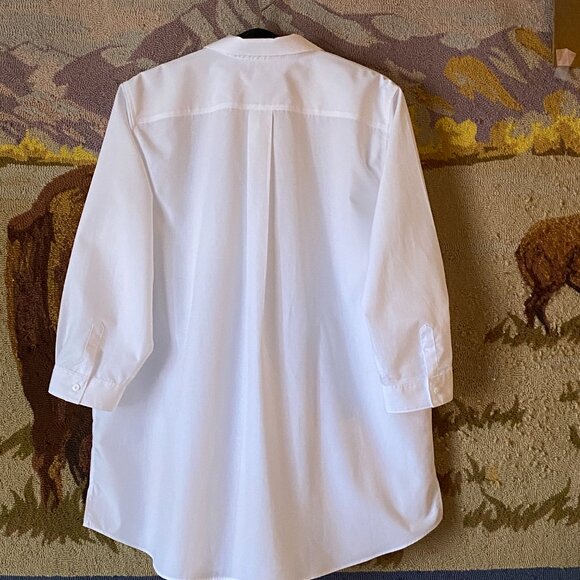 NEW Lands'End No-Iron Supima Sz 18 (XL) White Shirt Tunic 3/4 Sleeve - Picture 5 of 9